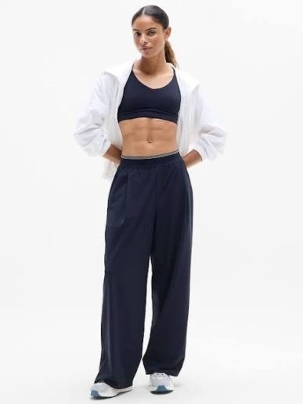 NEW athleta stratosphere wide leg pants navy MT tall long athleisure lounge